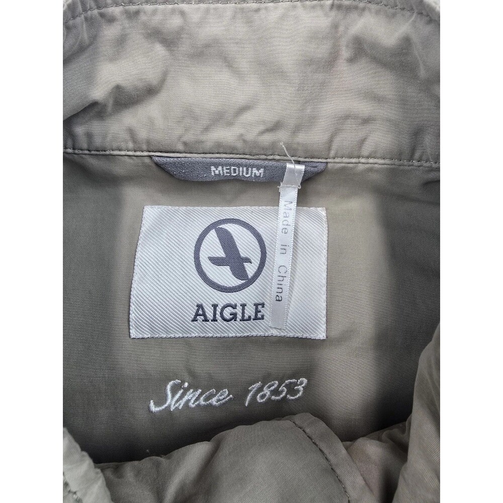 AIGLE Mens Jacket Size Medium Tan Beige Full Zip Light Outerwear Utility Casual - Picture 4 of 8